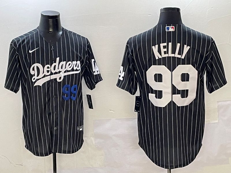 Men Los Angeles Dodgers 99 Kelly Black Stripe Jointly Name 2025 Nike MLB Jersey style 10